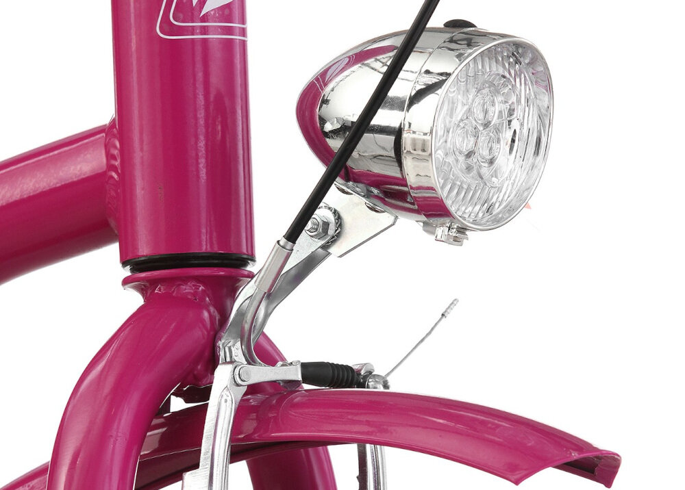 Rower miejski INDIANA X-Cruiser A1B 26 cali damski Fioletowy oświetlenie LED na tył na przód zasilane bateryjnie