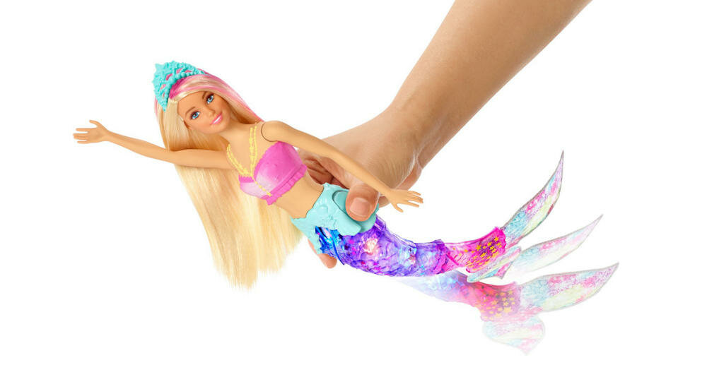 MATTEL-BARBIE-DREAMTOPIA barbie lalka woda pokaz światełka spódniczka ogon syrenka falowanie pływanie podwodny świat zasilanie baterie