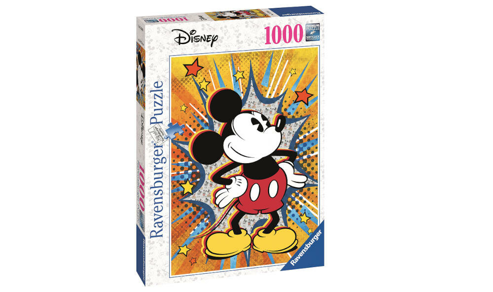 RAVENSBURGER-Retro-Mickey myszka mickey puzzle jakość perfect age soft click obraz kształty umiejętności nauka zabawa koncentracja spostrzegawczość cierpliwość