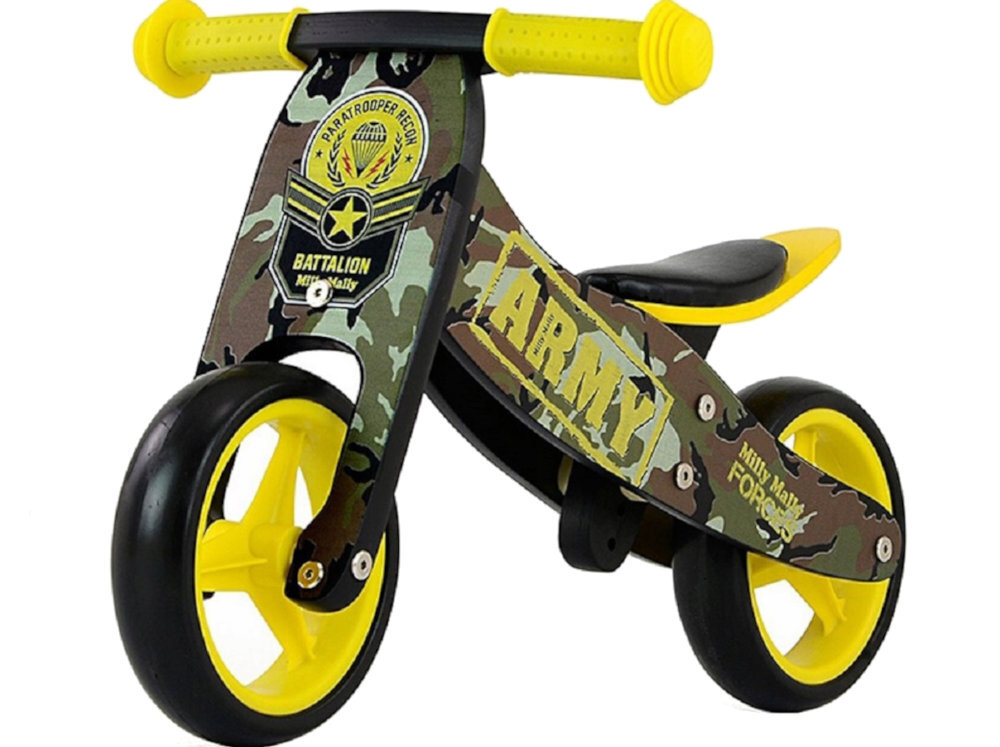 Rowerek biegowy MILLY MALLY Jake Army 2w1 uczy cwiczy i bawi