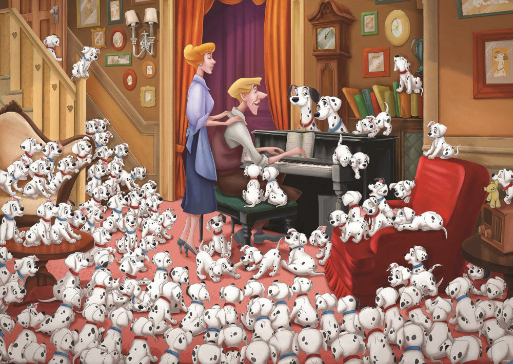 RAVENSBURGER-101-dalmatynczykow puzzle dalmatyńczyki pieski dzieci dorośli jakość perfect age soft click obraz kształty umiejętności nauka zabawa koncentracja spostrzegawczość cierpliwość