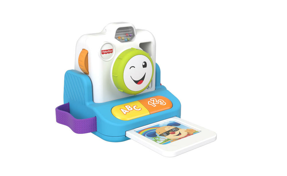 MATTEL-FISHER-PRICE-APARAT-GMX41 zabawka nauka piosenki literki cyferki przyciski pokrętło zręczność koordynacja ręka oko