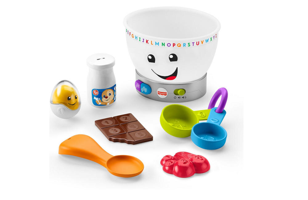 FISHER-PRICE-MIKSER-EDUKACYJNY mikser maluch szef kuchni składniki gotowanie światełka muzyka dźwięki wypowiedzi