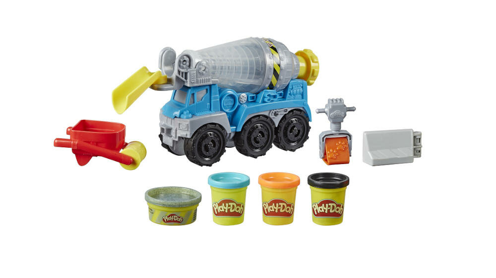 HASBRO-PLAYDOH-BETONIARKA-CIASTOLINA zabawa kreatywność ulica ciastolina betoniarka foremki pachołki elementy