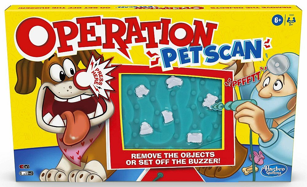 Gra zręcznościowa HASBRO Operacja Pet Scan pionki plansza elementy zasady zabawa rodzina wieczór przyjaciele rozrywka