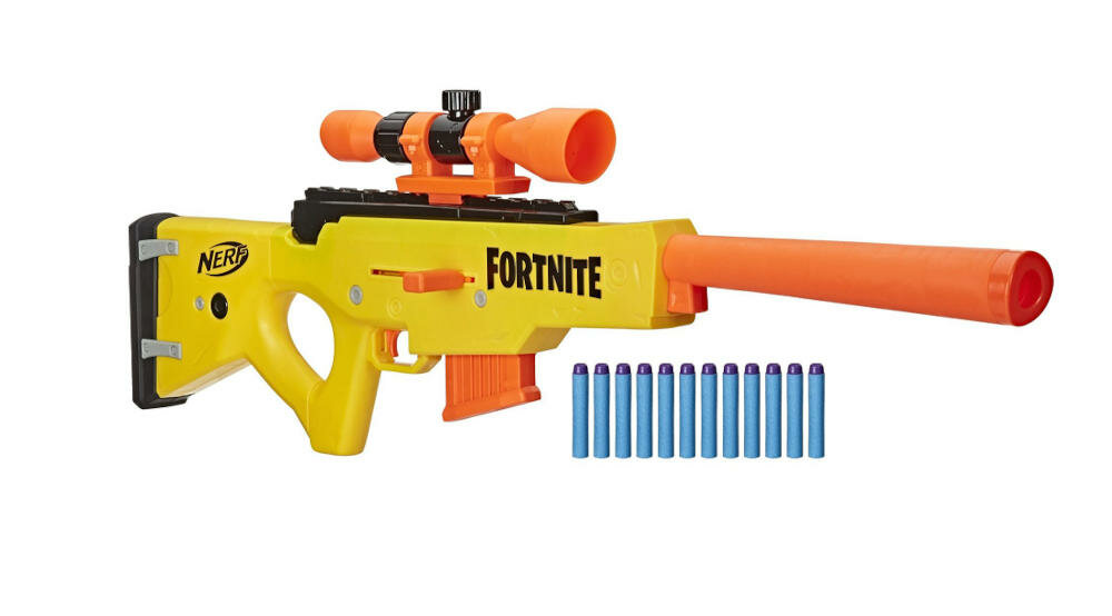 HASBRO-Fortnite-BASR-L wyrzutnia fortnite mechanizm ryglowy strzelanie magazynek strzałki celownik cel pianka