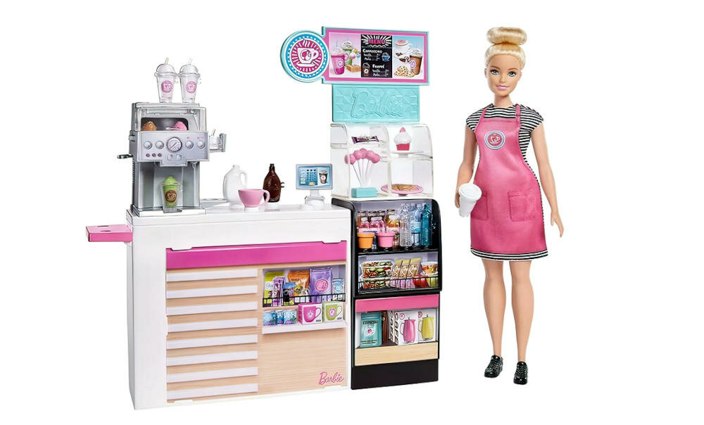 MATTEL-BARBIE-KAWIARENKA kawiarnia właścicielka barbie kawiarenka pyszne napoje goście