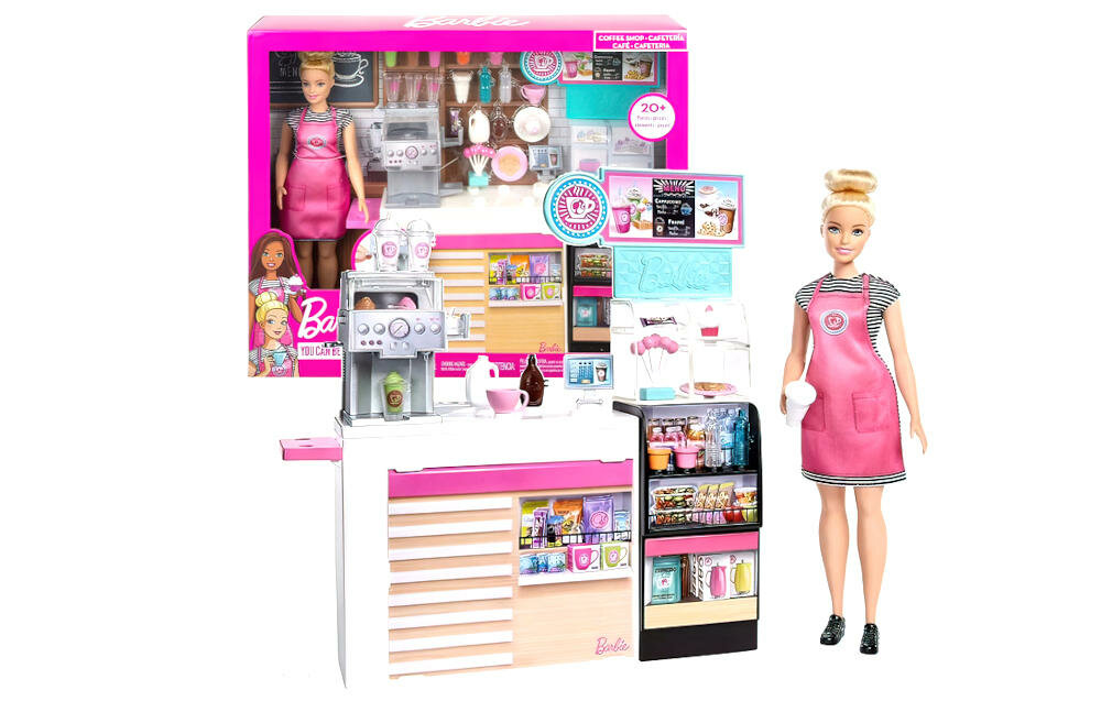MATTEL-BARBIE-KAWIARENKA lalka barbie opakowanie akcesoria instrukcja karta gwarancyjna