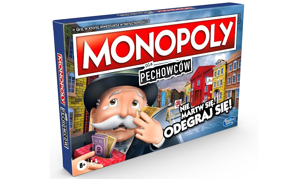 Gra planszowa HASBRO Monopoly dla pechowców pionki plansza elementy zasady zabawa rodzina wieczór przyjaciele rozrywka