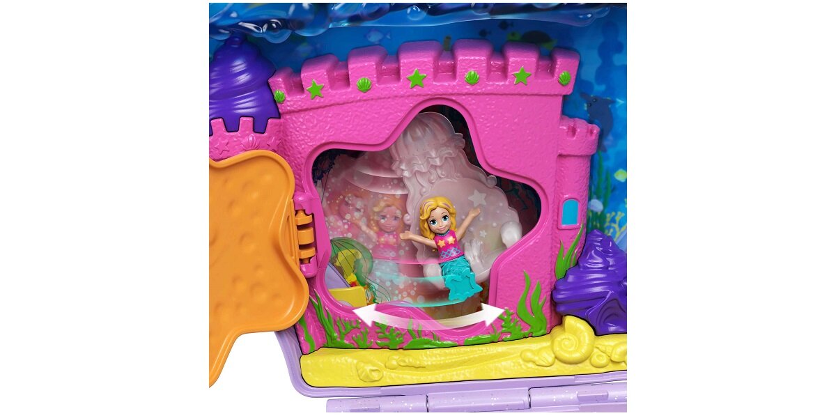 Lalka MATTEL Polly Pocket Kompaktowa Torebka Muszla GNH11 muszelka gwiazdki serduszka zabawa dzieci zamek perła łódź przejażdzka fale