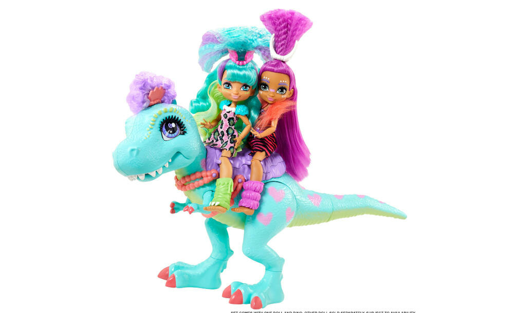 MATTEL-CAVE-CLUB-ROCKELLE-GTL69 prehistoryczne czasy historia lalka cave club jaskiniowiec zwierzak dinozaur