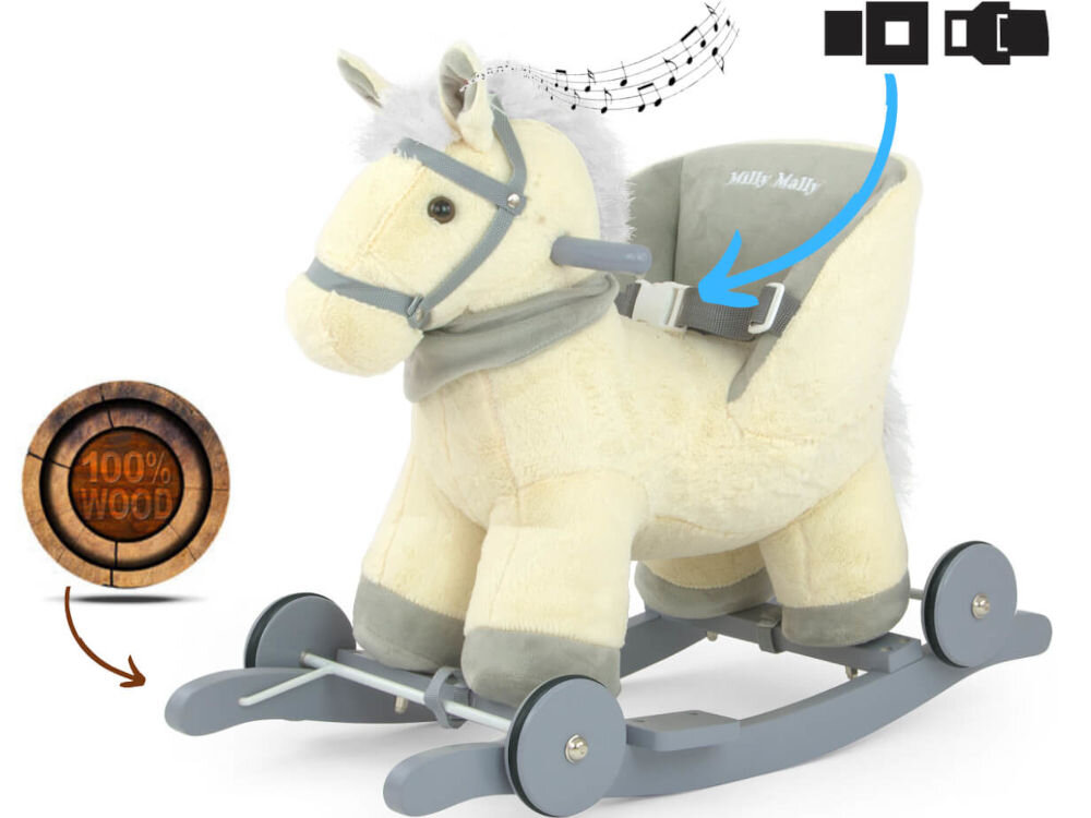 Koń na biegunach MILLY MALLY Polly Miętowy składane kółka podnóżki rączki rozwój koordynacji równowagi