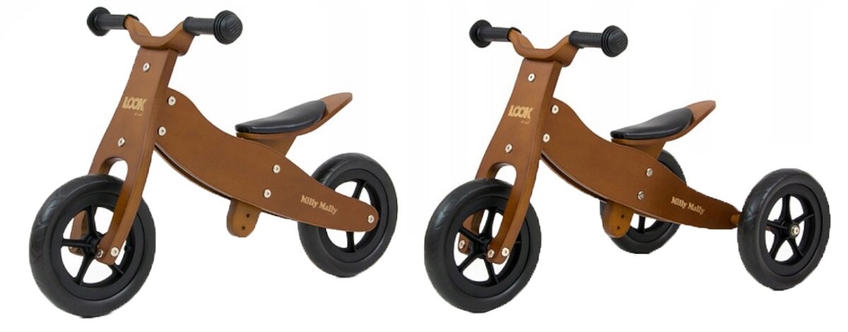 Jeździk MILLY MALLY Look Dark Natural 2w1 Znakomicie przygotuje Wasze dziecko do samodzielnej jazdy Lekki, kompaktowy i wygodny w transporcie