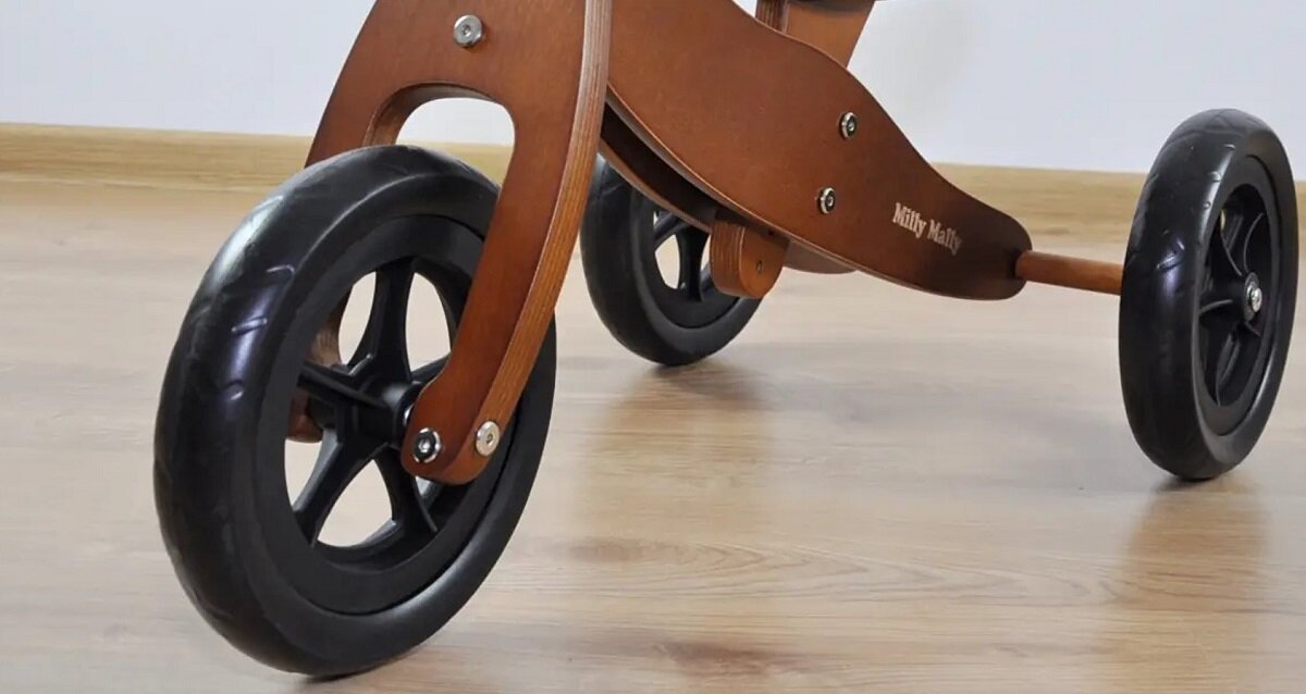 Jeździk MILLY MALLY Look Dark Natural 2w1 Piankowe koła