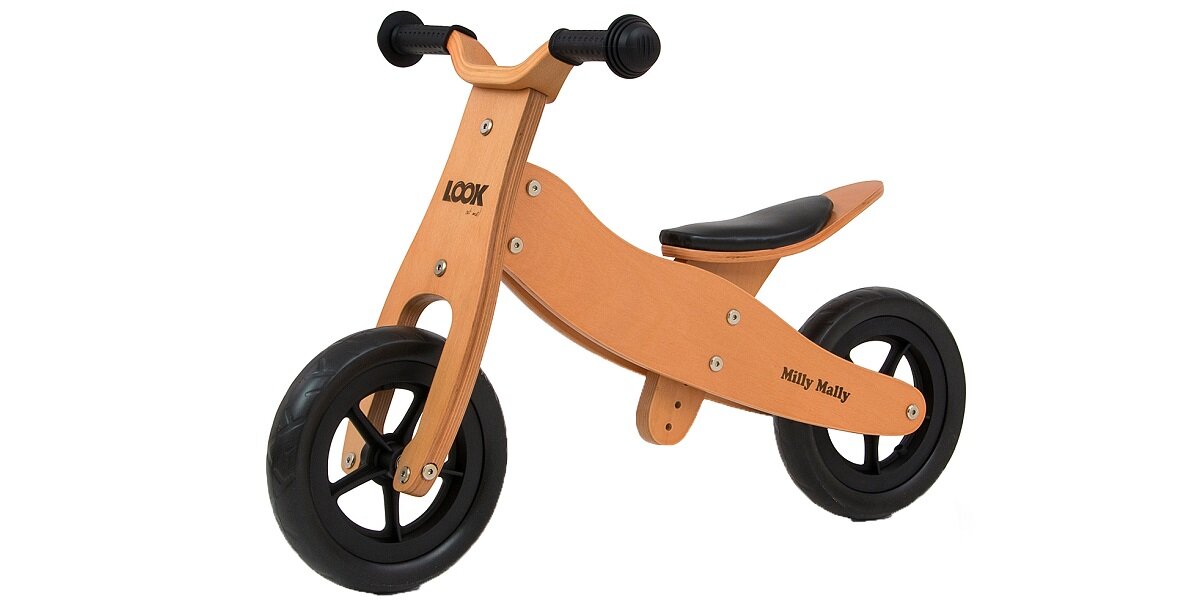 Jeździk MILLY MALLY Look Dark Natural 2w1 Rozstawienie kółek