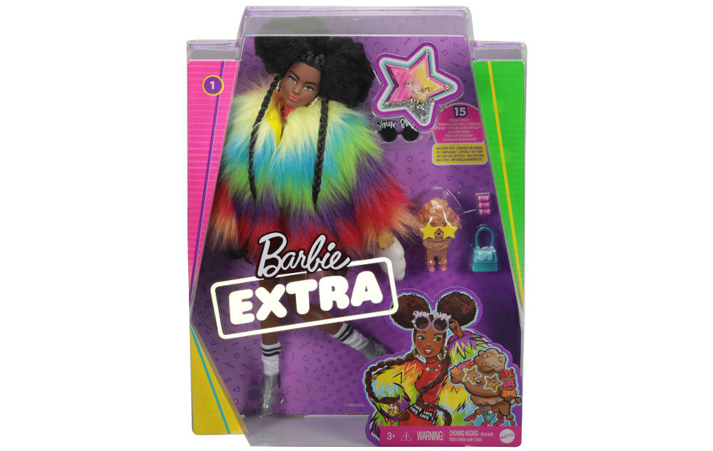MATTEL-BARBIE-EXTRA-MODA opakowanie lalka piesek akcesoria instrukcja karta gwarancyjna