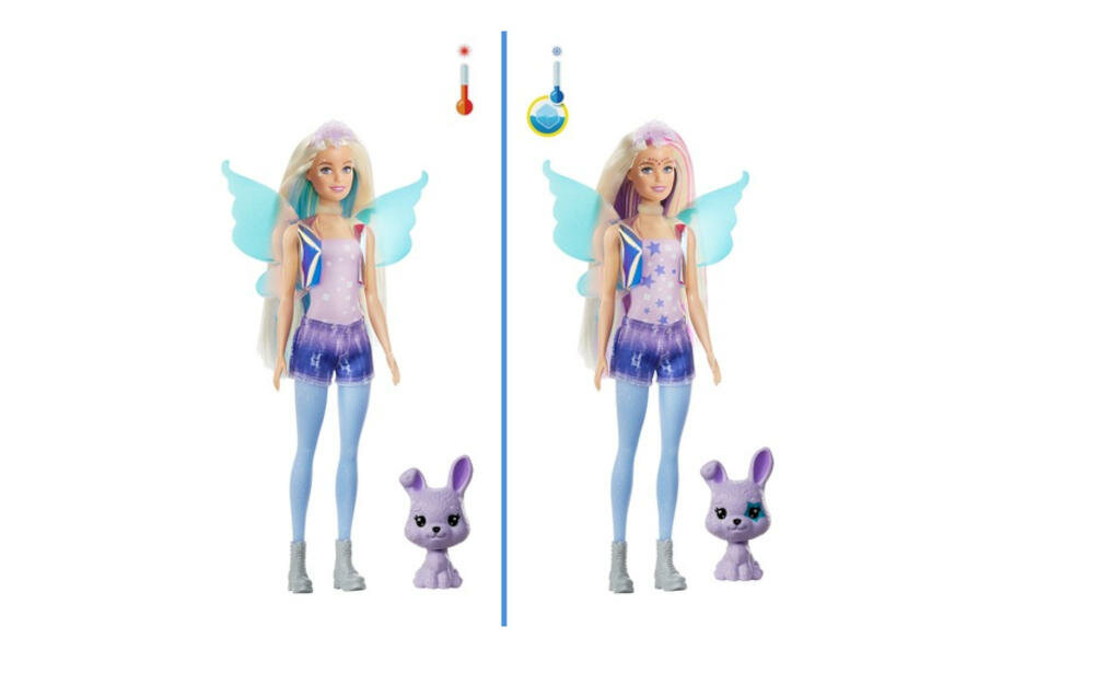 MATTEL-BARBIE-REVEAL-FANTAZJA-GXV94 lalka wygląd temperatura woda ciepła zimna zwierzątko