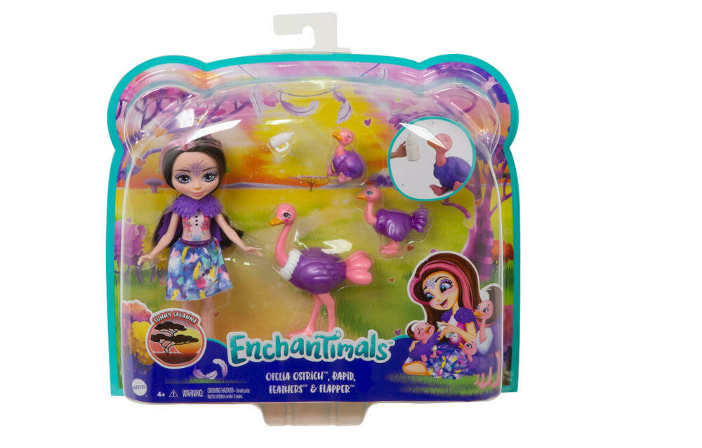 MATTEL-ENCHANTIMALS-RODZINA-OFELIA opakowanie lalka ptaki butelka instrukcja karta gwarancyjna
