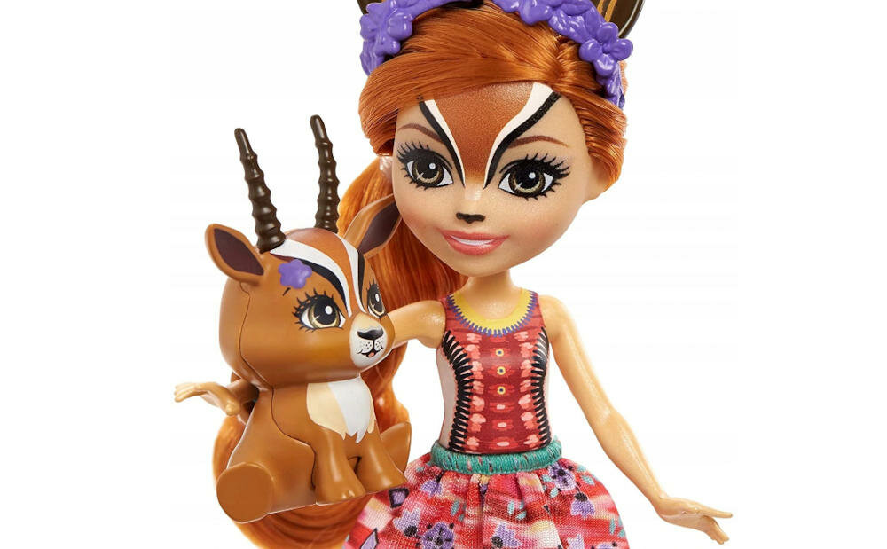 MATTEL-ENCHANTIMALS-GAZELA-GTM26 kolorowa sukienka buty morski kolory