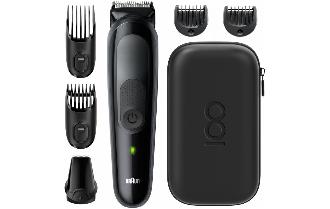 Trymer BRAUN MGK S5 wygodna regulacja dlugo od 0,5mm do 21mm dwie dwufunkcjonalne regulowane nasadki 