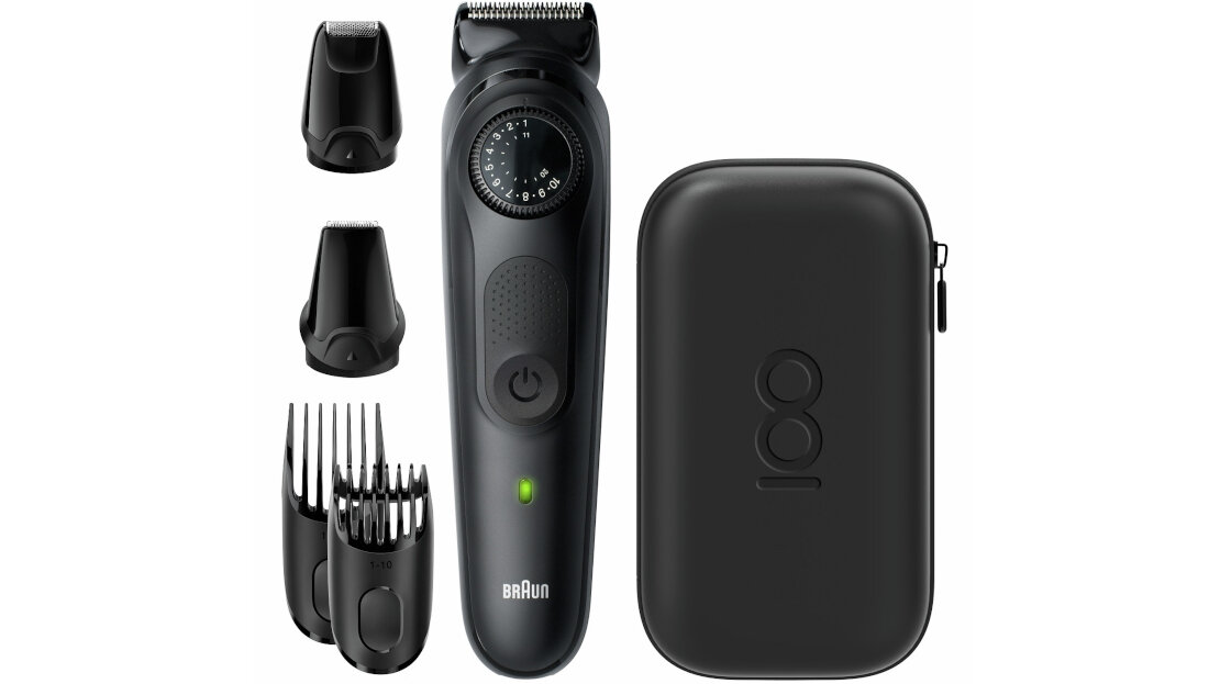 Trymer BRAUN BT7 zestaw komplet akcesoria ladowarka trymer etui 2 nasadki trymer precyzyjny szczoteczka do czyszczenia