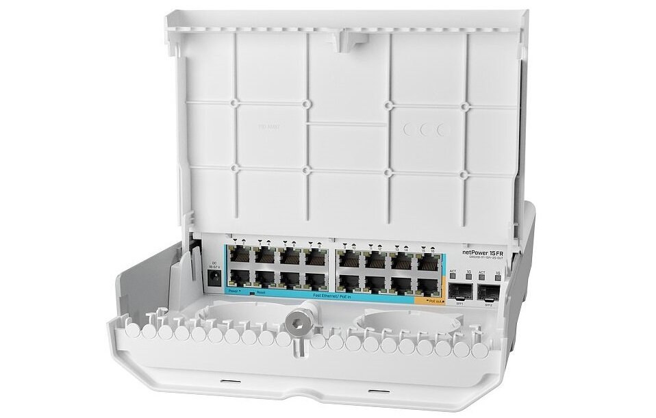 Switch MIKROTIK netPower 15FR - wygląd ogólny rozbudowane sieci złącza PoE