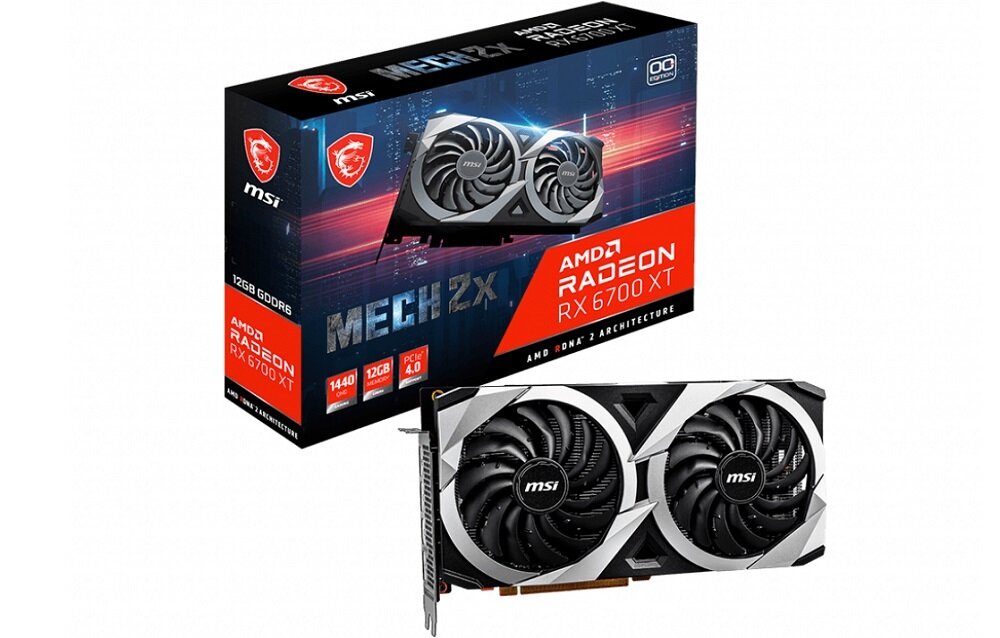 Karta graficzna MSI Radeon RX 6700 XT Mech 2X OC 12GB - AMD RDNA 2 12 GB GDDR6 zaawansowany układ chłodzenia