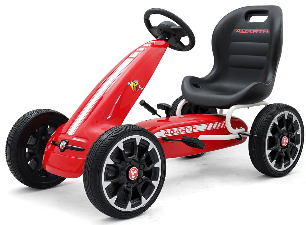 Gokart na pedały MILLY MALLY Abarth Czerwony dla fanów szybkiej jazdy wysoka dbałość o najmniejszy szczegół bezpieczna zabawa dla dzieci w wieku od 3 do 9 roku życia