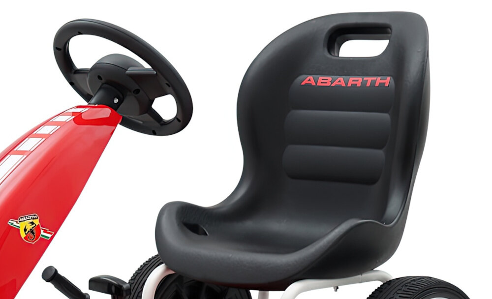Gokart na pedały MILLY MALLY Abarth Czerwony kubełkowy fotel z 3-stopniową regulacją odległości od kierownicy rośnie razem z dzieckiem maksymalne obciążenie do 25 kg