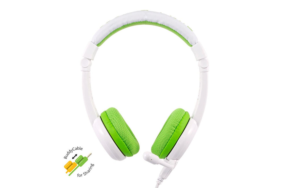SŁUCHAWKI BUDDYPHONE SCHOOL+ DLA DZIECI 3+ 85 DB Z MIKROFONEM ZIELONE membrana dźwięk pasmo przenoszenia dźwięku