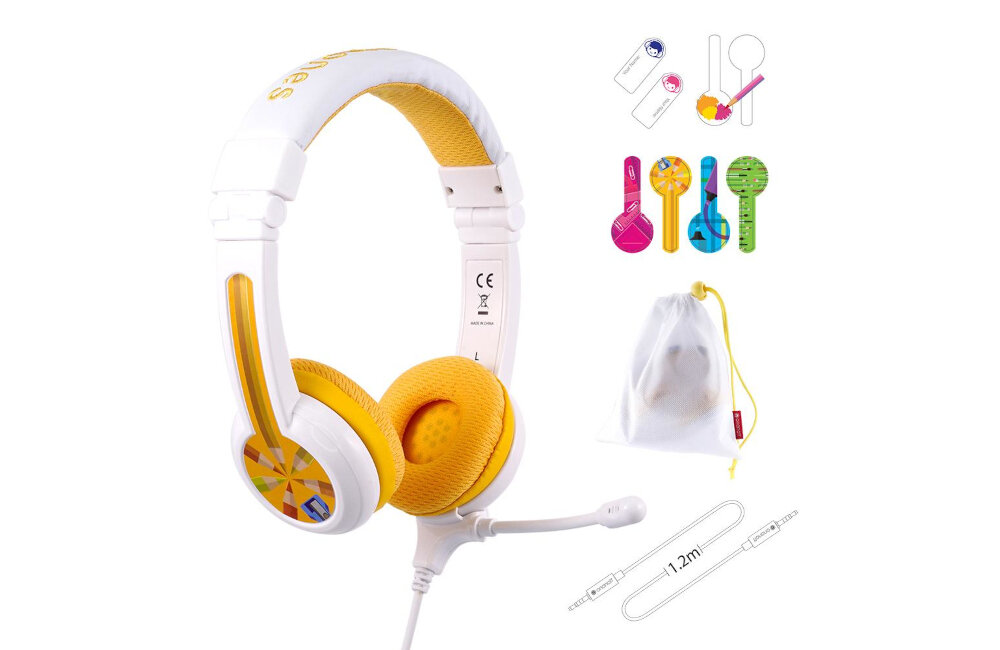 SŁUCHAWKI BUDDYPHONE SCHOOL+ DLA DZIECI 3+ 85 DB Z MIKROFONEM ŻÓŁTE zestaw