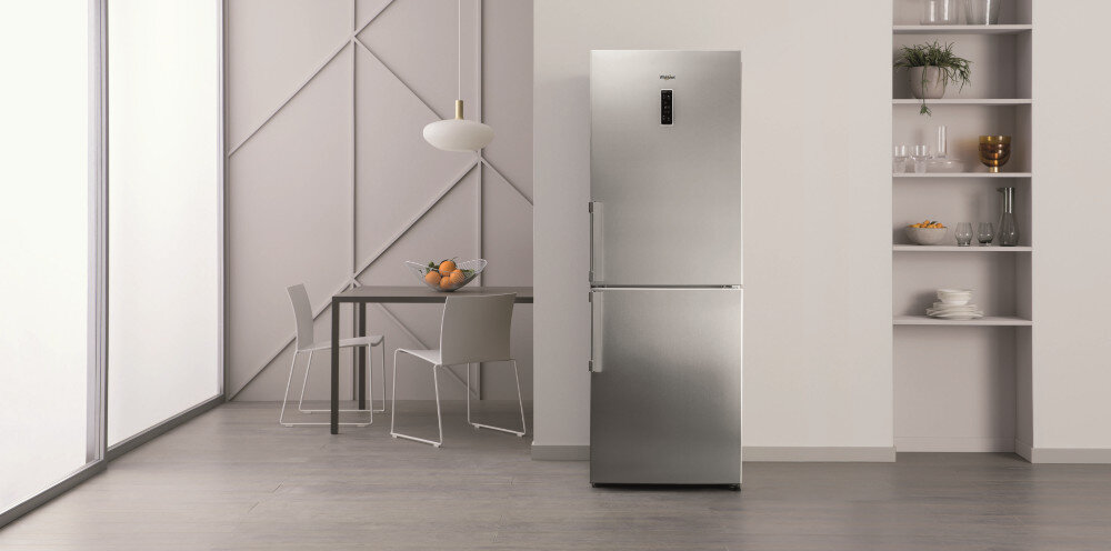 LODÓWKA WHIRLPOOL WB70E 973 X No Frost szuflady FreshBox mięso ryby owoce warzywa szklane półki Balkoniki drzwi miejsce kostkarka Twist Ice kostki lodu oświetlenie LED