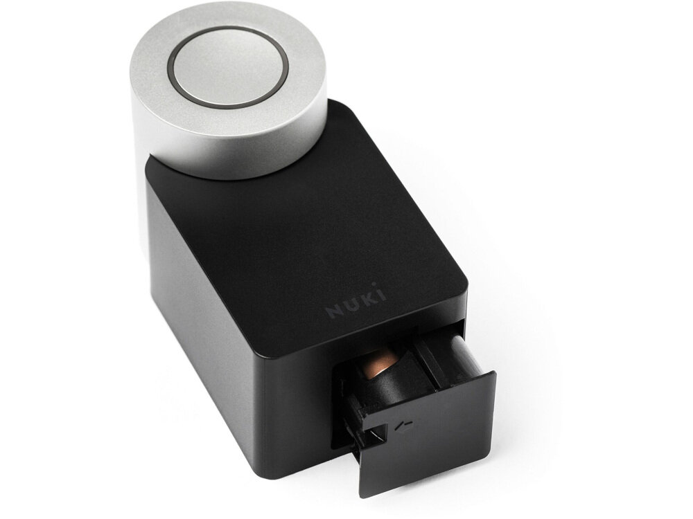 Zamek NUKI Combo 2.0 Wi-Fi kompatybilne urządzenie zasilane 4 bateriami AA SMART LOCK mostek Bridge sieciowo żywotność baterii do 6 miesięcy skład zestawu NUKI Smart Lock magnetyczny czujnik otwarcia drzwi centrala NUKI Bridge akcesoria do montażu