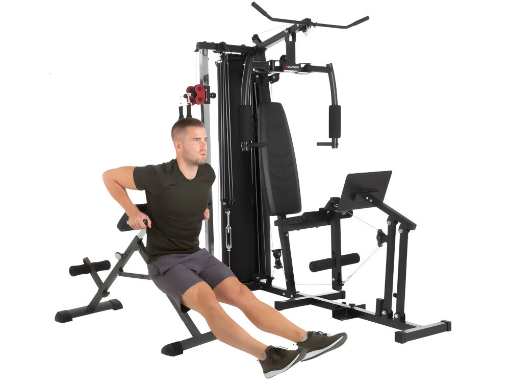 Atlas HAMMER Ferrum TX4 2 stanowiska do treningu stacja glowna lawka rzymska stacja liniowa dla osob o wzroscie do 188 cm wadze do 120 kg wymiary 198 x 250 x 280 cm