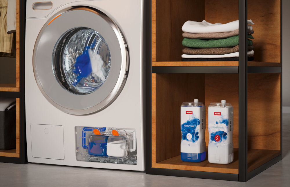 Płyn do pralki MIELE TwinDos UltraPhase1 1400 ml oszczednosc wody ochrona srodowiska pranie w zimnej i cieplej wodzie usuwa plamy podczas prania w zimnej wodzie