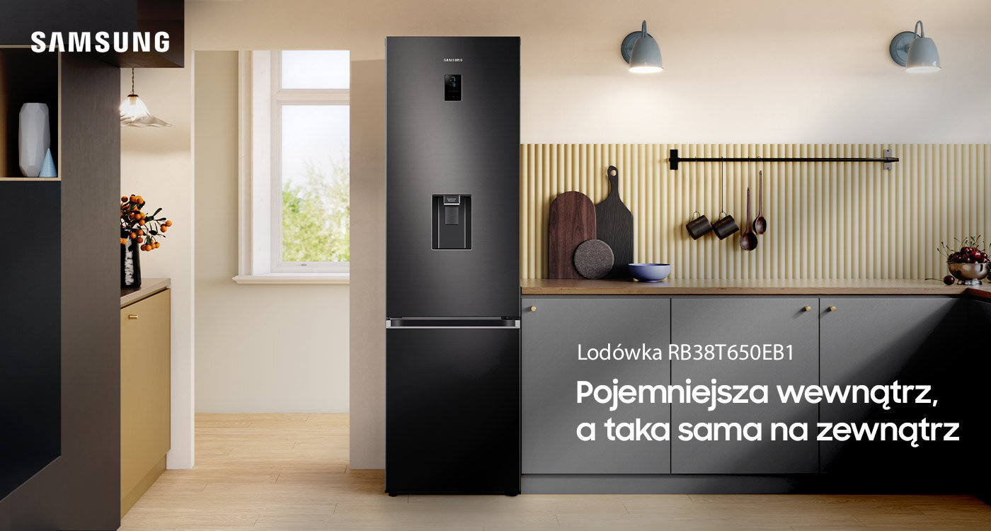 Dwudrzwiowa lodówka Samsung RB38T650EB1 z zewnętrznym wyświetlaczem i dystrybutorem wody dostępna jest w ofercie sieci Neonet Dwudrzwiowa lodówka Samsung RB38T650EB1 z zewnętrznym wyświetlaczem i dystrybutorem wody dostępna jest w ofercie sieci Neonet