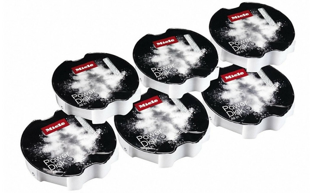 Tabletki do zmywarki MIELE Set PowerDisk GS SETD6 AutoDos aktywny tlen enzymy zestaw komplet akcesoria 6 sztuk skuteczny w niskich temperaturach