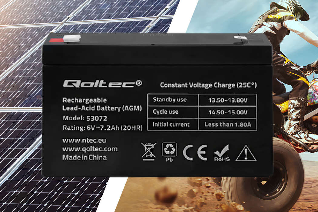 Akumulator QOLTEC 53072 7.2Ah 6V żywotność bateria wspomaganie waga wymiary przenośny