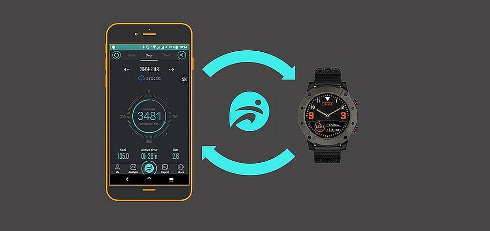 Smartwatch BEMI Scout SC1 GPS ekran bateria pulsometr zdrowie sen czujnik monitoring pasek łączność