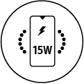 Okrągła ikona szybkiego ładowania 15 W Okrągła ikona szybkiego ładowania 15 W