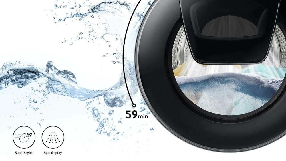 SAMSUNG-WW80T954ASE pralka szybkie pranie ecobubble aktywna piana speedspray natrysk woda płukanie obroty