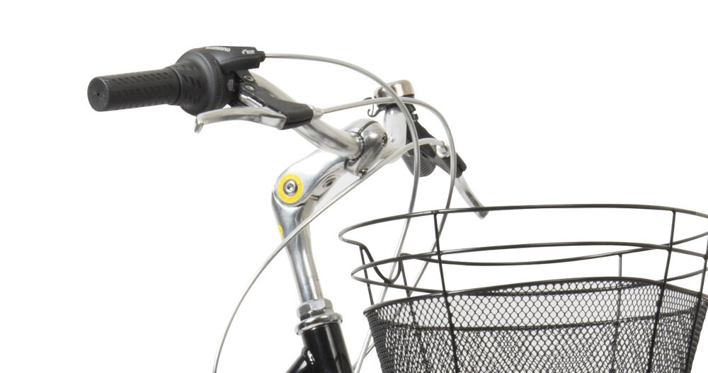 Rower miejski z koszykiem MBM Central 6B 28 cali damski Czarny kierownica LEE CHI z aluminium lekka manetki antypoślizgowym materiałem