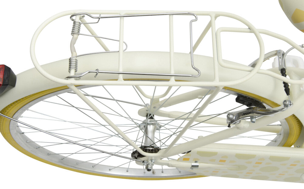 Rower miejski z koszykiem MBM 910 Mima 1B 26 cali damski Żółty bagażnik