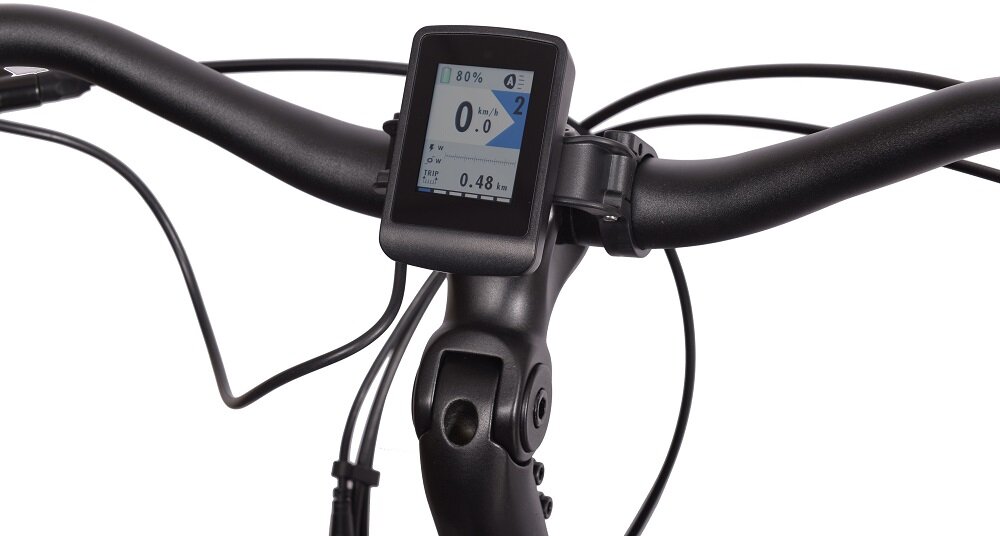 Rower elektryczny MBM E809 Sinope D19 28 cali damski Czarny bagażnik wyświetlacz LCD