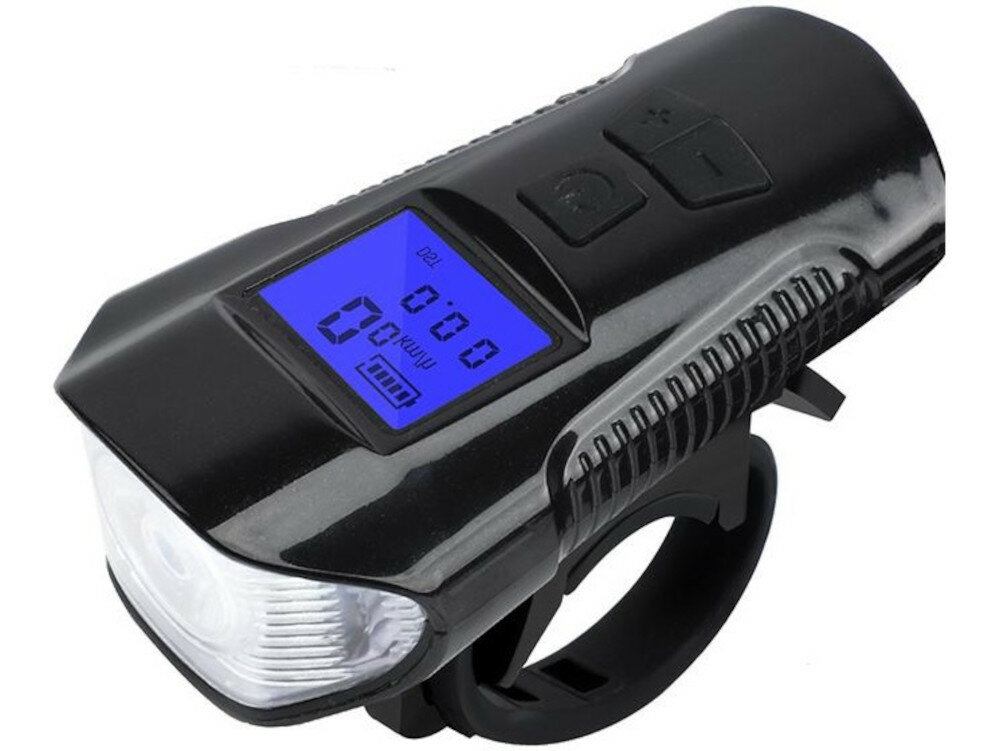Lampka rowerowa BECOOL BC-FL1584 z licznikiem jasne światło moc 350 lumenów mocna konstrukcja funkcjonalna polimerowa bateria litowo-jonowa moc