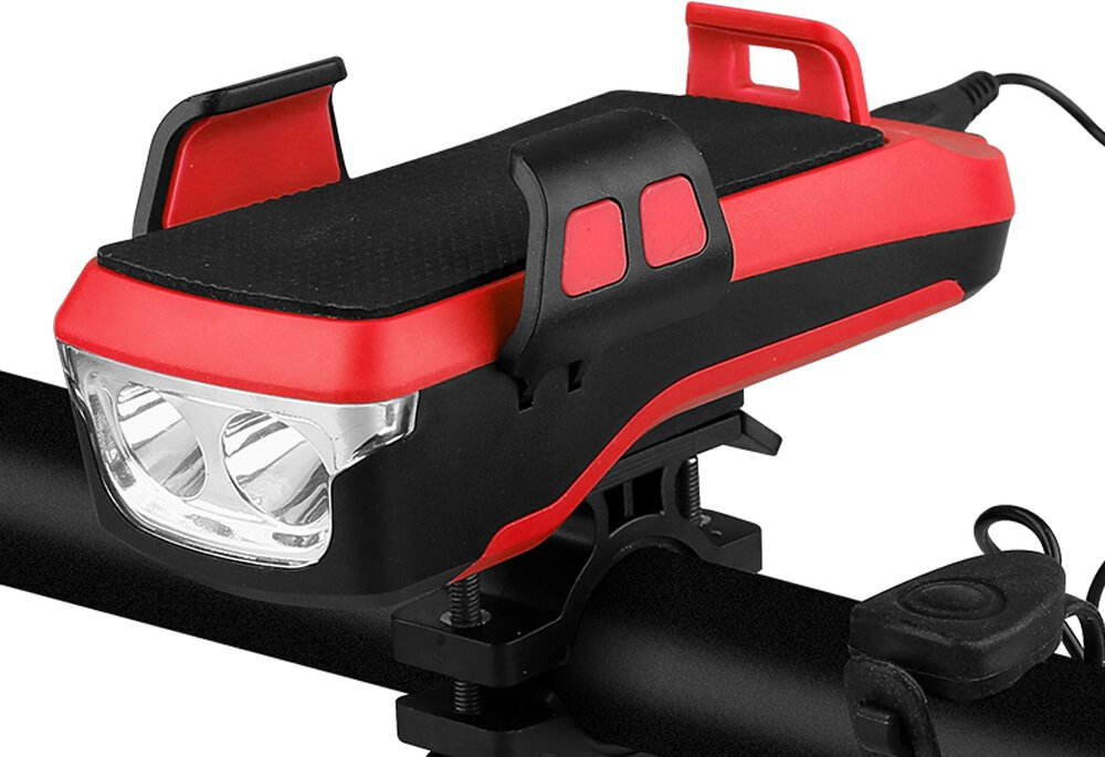 Lampka rowerowa BECOOL BC-B753 z uchwytem uchwyt na telefon jasne światło 550 lumenów 2 diody LED CN T6 LED mocna konstrukcja funkcjonalna bateria litowo-jonowa moc