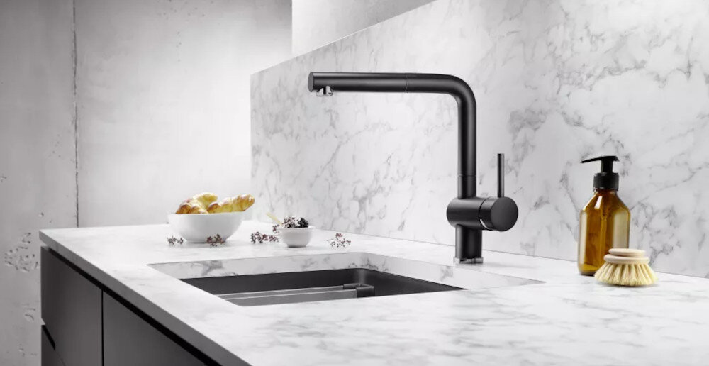 BATERIA BLANCO LINUS-S 526148 CZARNY design styl wygląd siligranit kolor czarny ruchoma wylewka