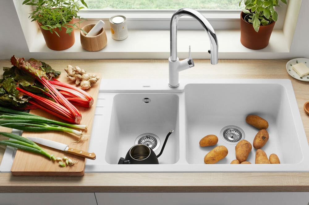 BLANCO zlewozmywak wbudowany montaż blat kuchenny otwór silgranit granit łatwe czyszczenie kamień