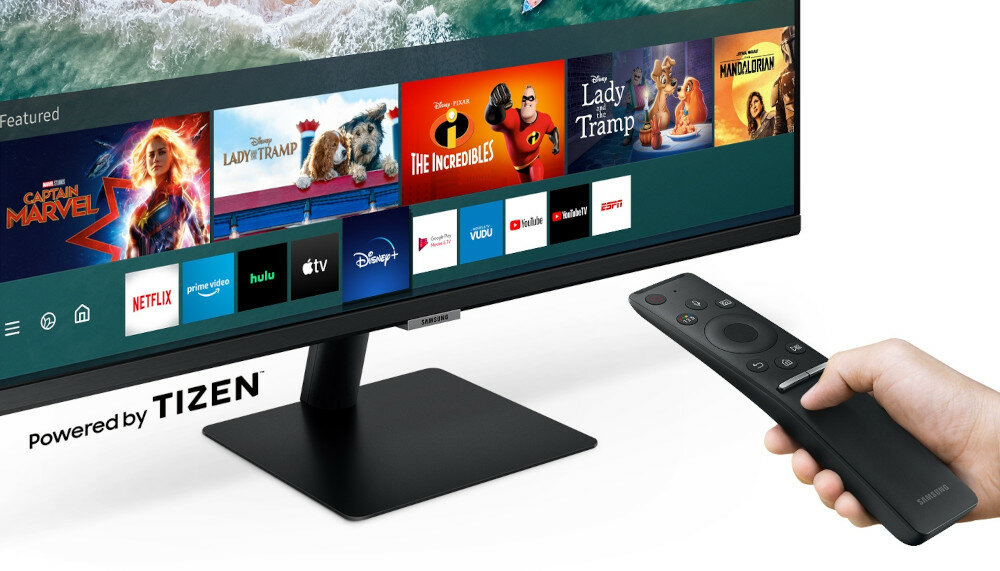 Monitor SAMSUNG Smart M5 LS27AM500 aplikacje rozrywkowe serwisy vod
