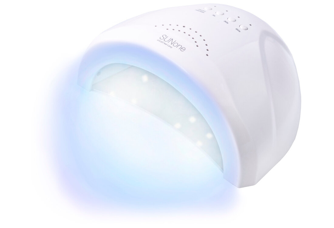 Lampa UV/LED do paznokci SUNONE Sun1 Biały zdejmowany panel dolny Lustrzany spód zabezpieczony niebieską folią